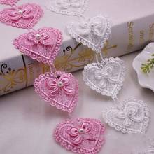 15Yards Heart Bows Luxury Lace Edge Trim 5cm Pink White Bridal Wedding Dress Ribbon Embroidered Applique Patch Sewing Craft 2024 - buy cheap