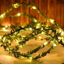 2M/3M/5M/10M Green Leaf Garland String Lights LED Flexible Copper Artificial Leaf Vine Lights for Christmas Wedding Party Decor 2024 - buy cheap