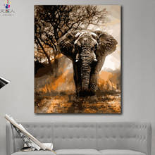 DIY Раскрашивание картины по номерам с цветами лесной король слон животное картина Рисунок Живопись по номерам в рамке дома 2024 - купить недорого