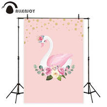 Allenjoy Лебедь фон фотография розовая принцесса ребенок душ Девочка День рождения баннер фото фон Фотофон 2024 - купить недорого