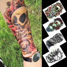 Tatuagem adesiva temporária de crânio, rosa, flores, tatuagem flash, tatuagens falsas para meninas e homens 2024 - compre barato