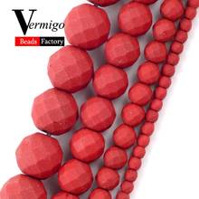 A borracha vermelha natural de nanotech facetou grânulos de pedra da hematita para a jóia que faz grânulos redondos soltos para a colar da pulseira 2-10mm 15" 2024 - compre barato