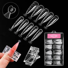 100 Pcs/Box Acrylic False Nails Art Tips with Clip Full Cover Nail Dual Forms Nail Mold Tips for Nail Extensions Manicure Tools 2024 - buy cheap