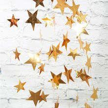 4M Gold Paper Garland Star Shape String Banners Bunting Hanging Paper Happy Birthday Baby Shower Wedding Party Home Decoration 2024 - buy cheap