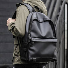 2019 Hot Men Leather Backpacks Black School Bags for Teenagers Boys College Book bag 14 inch Laptop Backpacks Travel Bags best 2024 - buy cheap