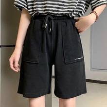 Summer High Waist Wide Leg Short Pants Women Knee Length Shorts Drawstring Women's pure cotton Loose Sports Fitness Trousers 2024 - buy cheap