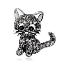 2 Color New Vintage Rhinestone Brooch Animal Cute Cat Brooches For Women Pins Kawaii Accessories Jewelry para ropa mujer 2024 - buy cheap