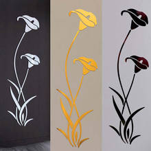 Adesivo de parede acrílico em forma de flor 3d, faça você mesmo, decoração moderna, espelho 3d, adesivos de parede, casa, espelho, flores 2024 - compre barato