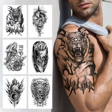 Evil Devil Monster Temporary Tattoos For Men Women Adult Clown Warrior Tattoo Sticker Fake Skull Compass Black 3D Tatoos Armband 2024 - buy cheap