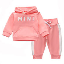 2021 Popular Baby Girl Clothes Set Kids Casual Tracksuit Child Pink Hooded Long Sleeve Top+Long Pants Toddler Spring Fall Suit 2024 - buy cheap