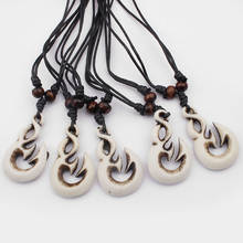 6 pçs/lote tribal branco escultura gancho pingente colar atacado étnico falso yak osso resina colar jóias presentes para homens 2024 - compre barato