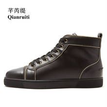 Qianruiti Новое поступление мужская кожаная повседневная обувь с высоким берцем на шнуровке; Мужская Уличная обувь кроссовки размера плюс EU39-EU47 2024 - купить недорого