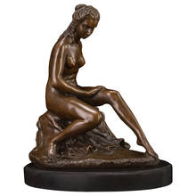 Estátua de bronze feminina nude pensa-arte moderna ocidental erótica, coleção de escultura de arte feminina discreta 2024 - compre barato