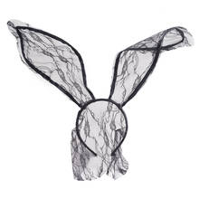 Sexy Hairbands Lace Rabbit Bunny Ears Veil Black Eye Mask Halloween Party Headwear Hair Accessories for Women Girl Hot 2024 - buy cheap
