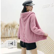 Imitation Mink Sweater Female Short Coat New Velvet Hooded Cardigan Women's Outerwear Autumn and Winter Thick Versatile f2338 2024 - buy cheap
