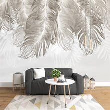 Beibehang-mural personalizado 3d, papel tapiz nórdico, moderno, minimalista, pintado a mano, pluma, TV, sofá, fondo, mural de pared 2024 - compra barato