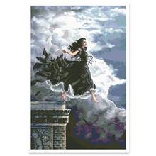Girl with black dress cross stitch package woman 18ct 14ct 11ct cloth cotton thread embroidery DIY handmade needlework 2024 - buy cheap