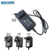 Escam carregador de energia, adaptador de saída 50/60hz, carregador de parede dc 5.5mm x 2.1mm ue/au/ru/eua para câmera de cctv 2024 - compre barato