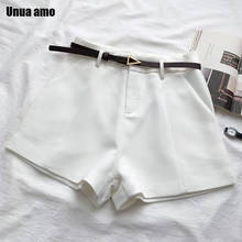 Женские широкие шорты Unua amo, летние офисные повседневные шорты с высокой талией и ремнем, 2021 2024 - купить недорого