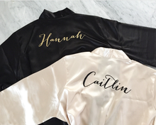 Albornoz de novia de satén dorado brillante, ropa de dormir personalizada con nombres de dama de honor, bata de vestir con monograma, kimono, regalo de cumpleaños 2024 - compra barato