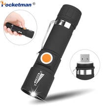 Tail USB Flashlight Portable Zoom LED Torch Waterproof Flashlight Zoom Torch of 3 Modes with Built-in Battery for Camping 2024 - buy cheap