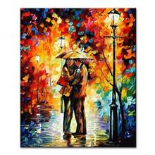 Hand Paintd Lovers In The Rain Palette knife Oil Painting On Canvas Handmade Modern Wall Art Picture For Living Room Home Decor  2024 - buy cheap