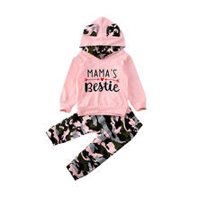 0-24 m 2 pçs recém-nascido criança roupas da menina do bebê conjunto de manga longa com capuz camisola superior camo pant terno elegante bonito doce agasalho 2024 - compre barato