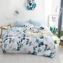 Tropical Rainforest Banana Leaf Design Washed Cotton Bedding Set Nordic Simple Duvet Cover Pillowcase Home Bedroom Living 2024 - buy cheap