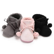 Zapatos de invierno para recién nacido, niño y niña, fondo suave, Bola de felpa, primeros pasos 2024 - compra barato