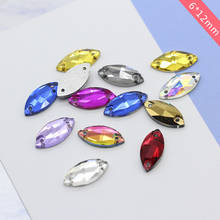 6x12 72pcs Navette Sewing Sparking Rhinestone Sew On Facet Crystals Flatback Two Holes Sew-On Garment Stones 17 Colors Choice 2024 - buy cheap