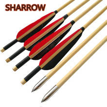 Flechas de madera para tiro con arco, accesorio hecho a mano con pluma de pavo, 5 pulgadas, 31 pulgadas, 6/12 Uds. 2024 - compra barato