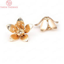 (4350)6PCS 14MM 24K Gold Color Plated Brass Flower Spacers High Quality Diy Jewelry Accessories 2024 - buy cheap