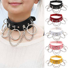 Women Punk Gothic Collar Sexy Metal Rivet Slave Rings PU Leather Collar Traction Rope BDSM Bondage Necklace Erotic Accessories 2024 - buy cheap