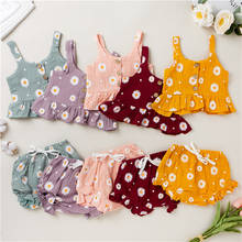 2021 Toddler Baby Girl Daisy Flower Printed Sleeveless Tops+PP Shorts Kids Outfits 2pcs Summer Clothes Set 2024 - buy cheap