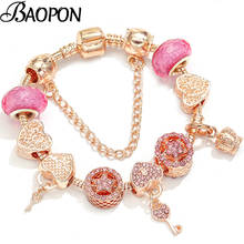 BAOPON Key & Lock Pendant Charm Bracelets For Women Silver Plated Snake Chain Bracelet As Lover Fashion Jewelry Dropshipping 2024 - buy cheap