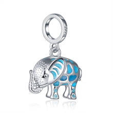 Xiajing pingente de elefante escuro, prata esterlina 925, brilha no escuro, pulseiras pandora original, moda, jóias, presente para a mamãe 2024 - compre barato