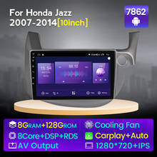 Honda fit-sistema multimídia automotivo, reprodutor com 6 gb de ram, 128 gb de rom, qled, 4g, lte, carplay, android 10, rádio, gps, 2 din, dvd, para modelos jazz 2007 a 2011, 2012 rhd 2024 - compre barato