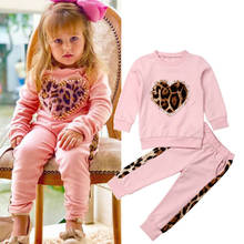 1-6Y  Baby Girls Winter Clothes Sets Toddler Kids Leopard Long Sleeve Tops + Long Pants Leggings Outfits Clothes Tracksuit 2024 - buy cheap