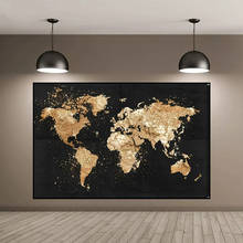 Vintage Golden World Map Poster and Prints Canvas Painting Modern Picture Wall Art Painting Living Room Home Decoration Cuadros 2024 - buy cheap