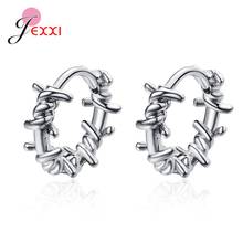 New Arrival Women Girls Fashion 925 Sterling Silver Twist Hoop Earrings Punk Style Black Earring Hoops Wholesale 2024 - buy cheap