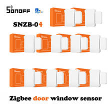 8/1 pces sonoff zigbee sensor de porta casa inteligente janela detector SNZB-04 apoio do sensor alexa google casa ifttt zbbridge ewelink app 2024 - compre barato