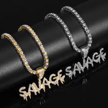 Hip Hop Letter Necklace Gold/Silver Color Iced Out Chains Micro Pave Cubic Zircon SAVAGE Pendant Necklace Charm Men Gifts Agent 2024 - buy cheap