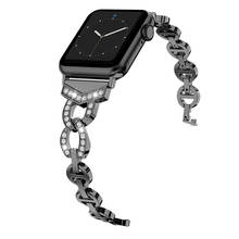 Bling Stainless Steel Strap For Apple Watch 6 Band SE 44mm 40mm iWatch Series 5 4 Rhinestone Watchband For Applewatch 3 42mm 38 2024 - buy cheap