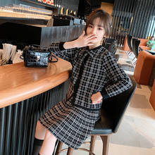 Teen Girls Spring Autumn Plaid Outfits Fashion Bowknot High Quality Jacket + Sleeveless Dress Two Pieces Children Clothing Suits 2024 - buy cheap