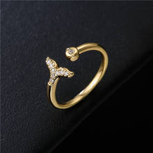 INS Hot Sale Fashion Fish Tail Shape Open Ring Gold Color Party Ring Women Summer CZ Jewelry Dropshipping 2024 - buy cheap