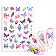 2022 New Butterflies Designs Nails Art Manicure Stickers Blue Black Decals Spring Theme Flowers Nail Decoration DIY Manicure 2024 - buy cheap