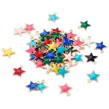 100pcs Mixed Color Small Star Brass Charms Pendants with Enamel Sequins for Jewelry Making DIY Bracelet Necklace 10.5x10x1.5mm 2024 - buy cheap