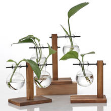 Ваза для растений, Современное украшение для дома, креативный настольный декор для гостиной, деревянная рамка, ваза для цветов, гидропонное стекло 2022 - купить недорого