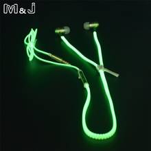 Hot sale ! M&J Glowing Earphone Luminous Light Metal Zipper Earbuds Glow In The Dark For Iphone Samsung Xiaomi MP3 With Mic 2024 - buy cheap