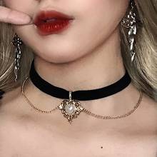 Korean Fashion Pearl Heart Pendant Choker Necklace for Women Girls Multi-layer Punk Hip Hop Rock Party Jewelry 2024 - buy cheap